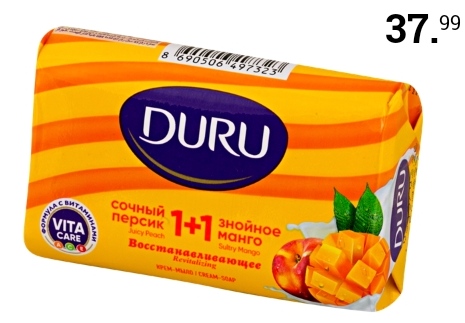 Крем-мыло DURU 1+1 Манго+Персик 80 гр. Лента